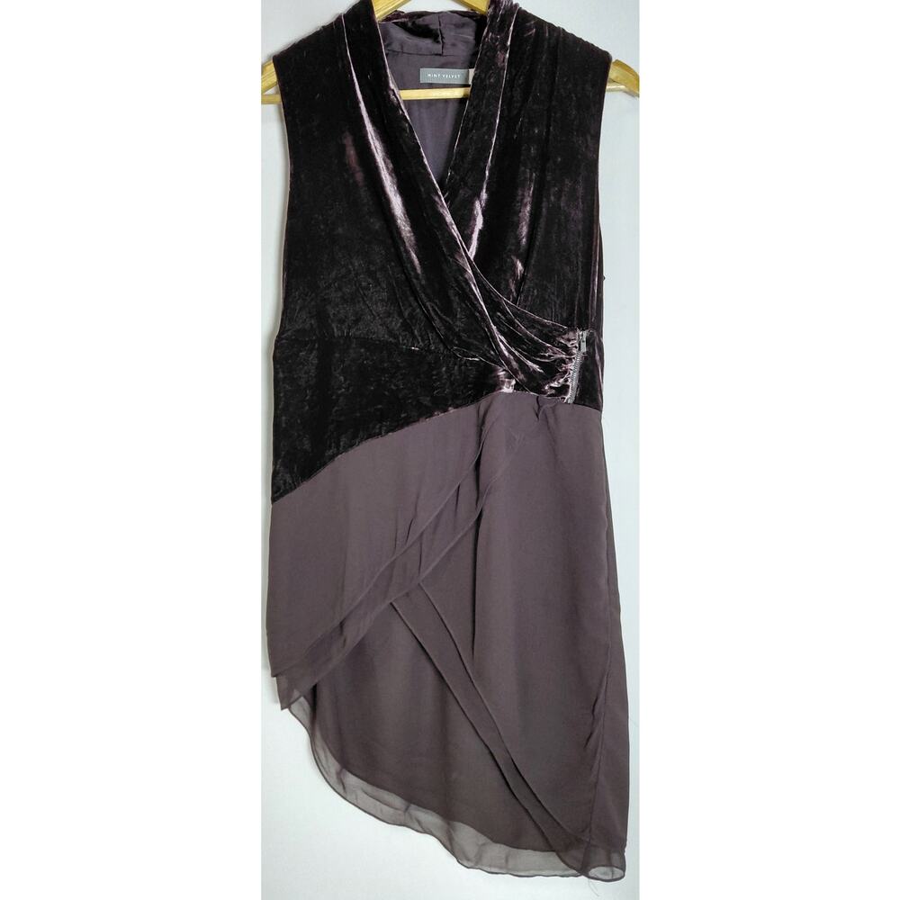 LR9 Mint Velvet Asymmetric Sleeveless Dress Solid V-Neck Knee Length Size 12